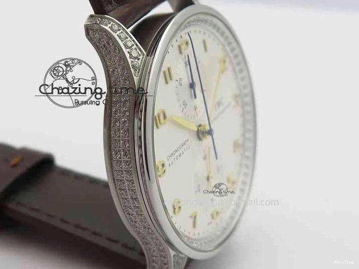 MIROTIME 0507 Portuguese IW3714 Diam ZF V2 1:1 Best Edition White Dial RG Numbers On Brown Leather Strap A79350 (Slim Movement) Fashionable 7246